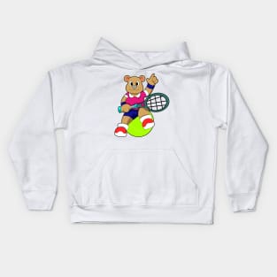 Bear at Tennis with Tennis racket & Tennis ball Kids Hoodie